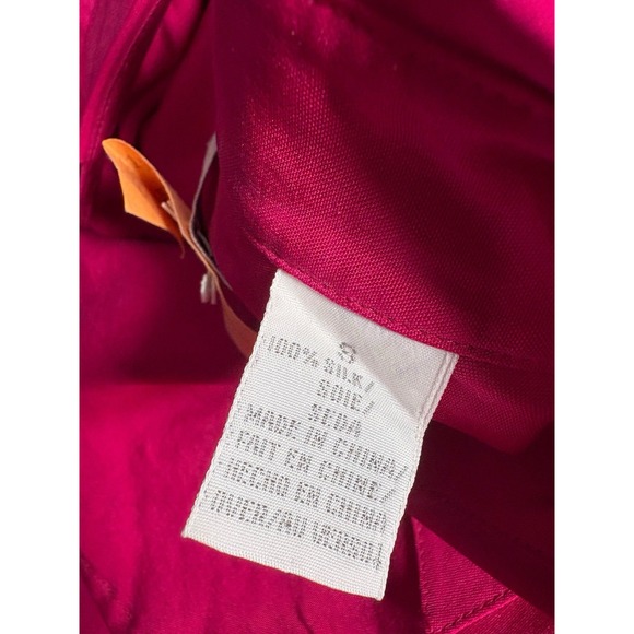 Liz Claiborne Collection Silk Blouse Fuchsia Camp Shirt Career Top Women's M - Picture 10 of 11
